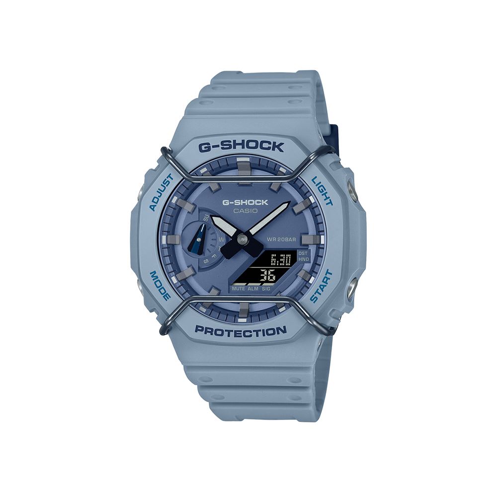 CASIO CASIO G-SHOCK 酷玩單色 金屬防撞保護器 個性灰藍 八角形錶殼