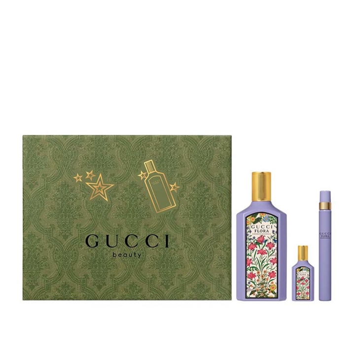 Gucci Women s 3-Pc  Flora Gorgeous Magnolia Eau de Parfum Festive Gift Set限定版 古馳女性三件組綺夢木蘭香型女性香水節日禮盒