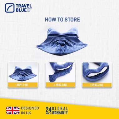 Travel Blue 藍旅|人體工學設計連帽U型護頸記憶棉旅行頸枕 TB-216