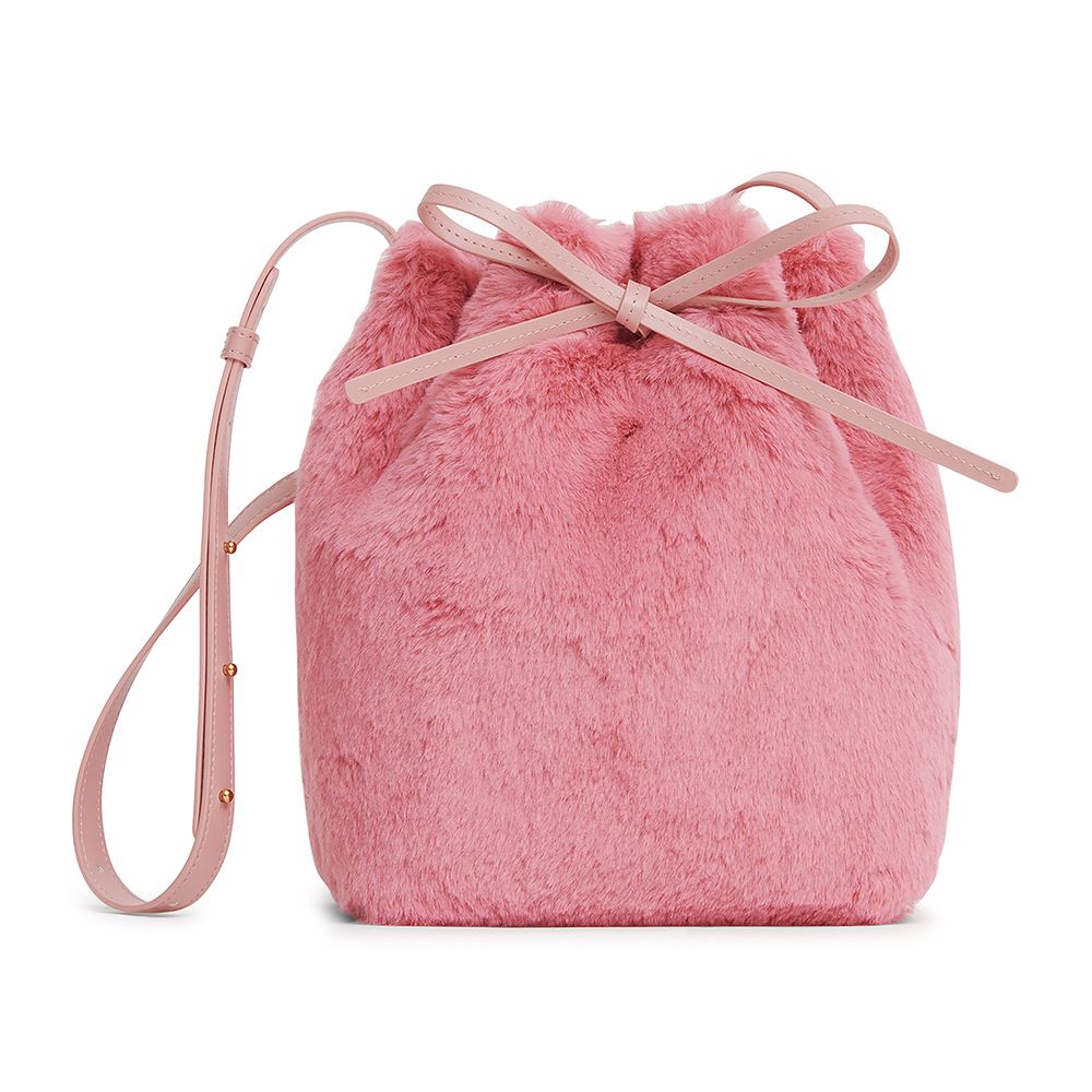 MANSUR GAVRIEL Mini Bucket-石榴紅毛絨水桶包