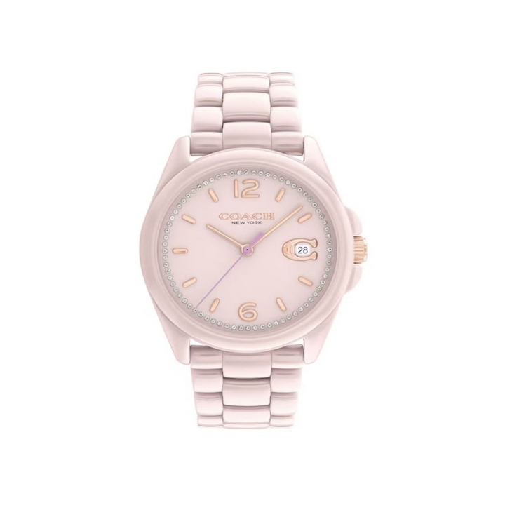 COACH Greyson Women's WatchCOACH GREYSON 粉陶瓷鍊帶錶36MM-粉