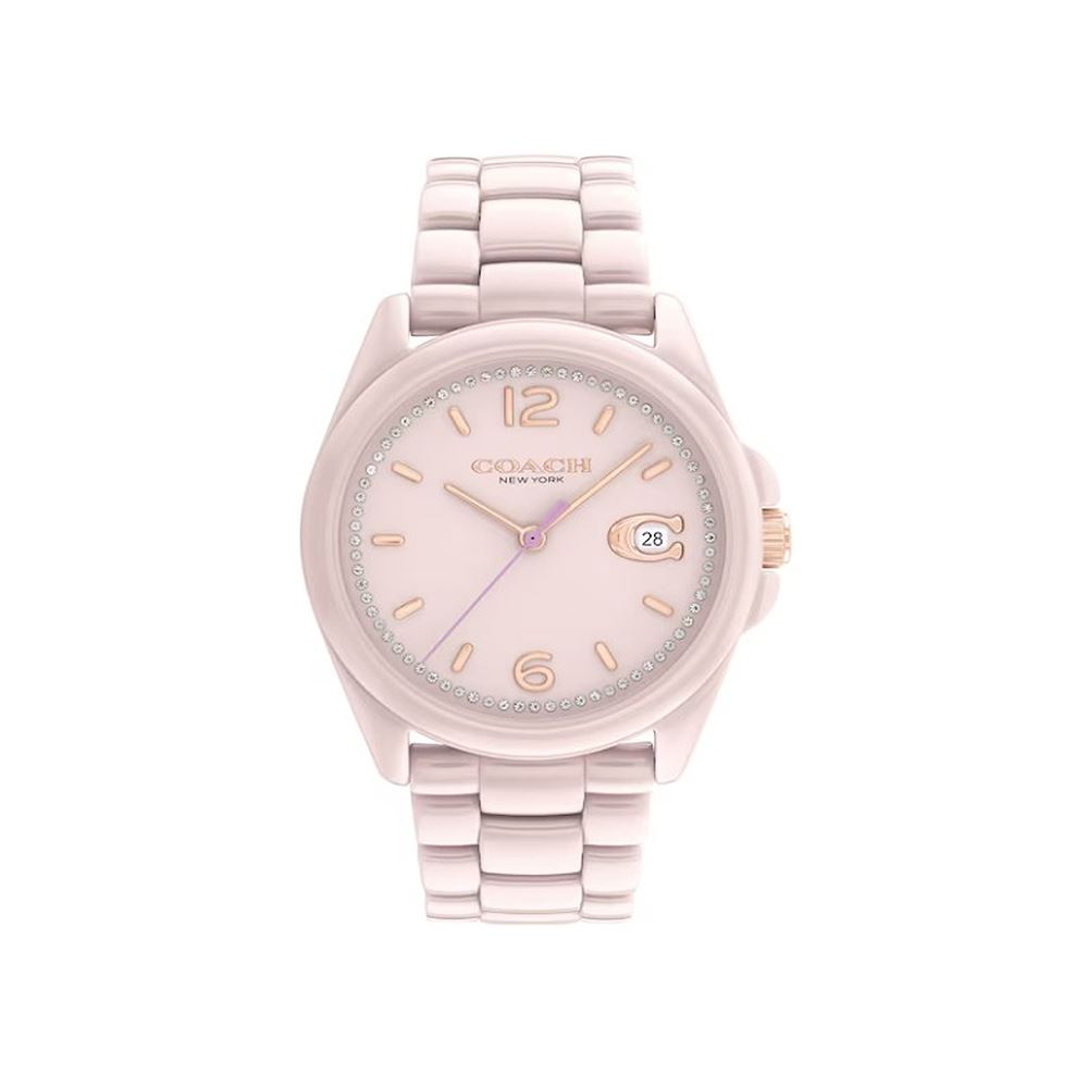 Coach COACH GREYSON 粉陶瓷鍊帶錶36MM-粉
