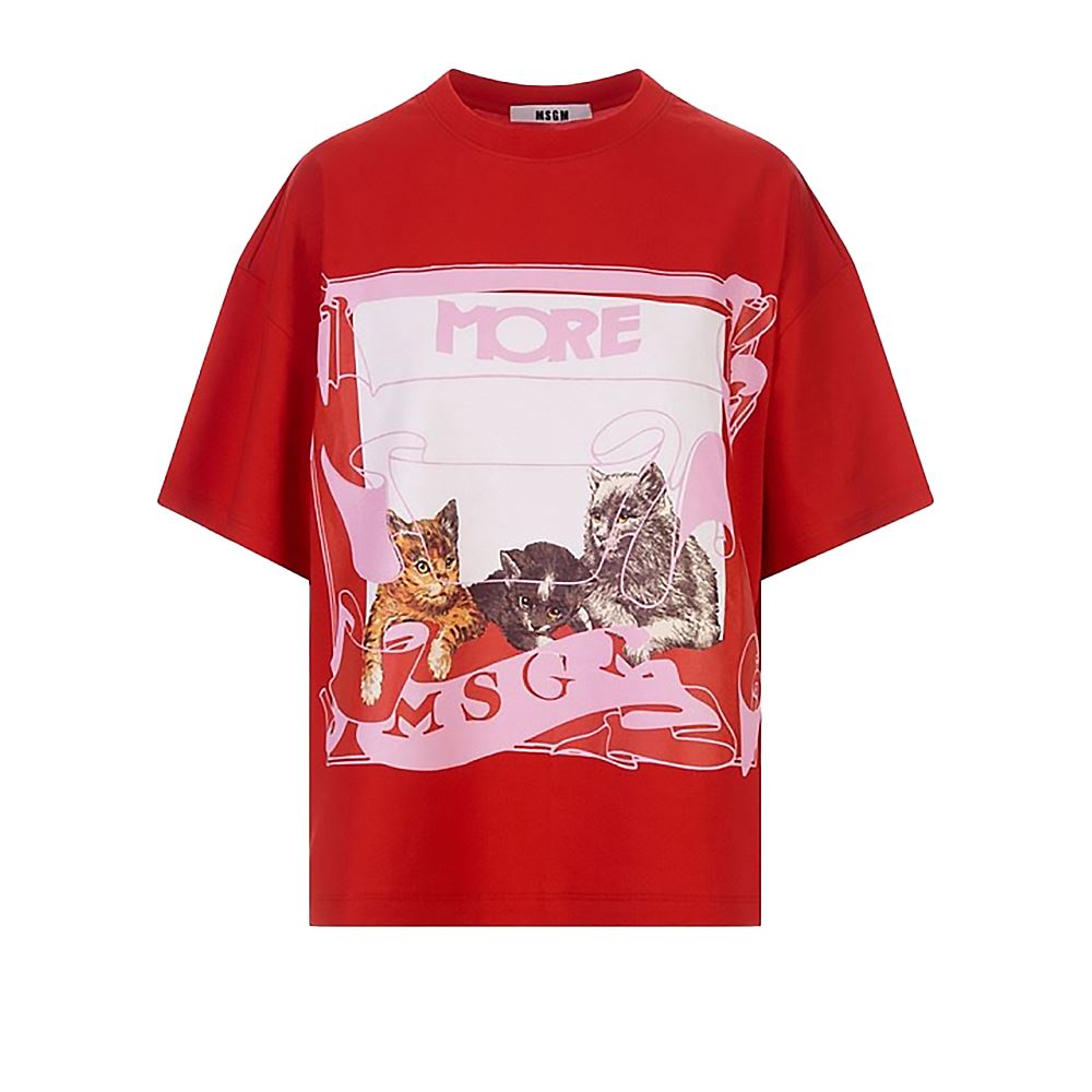 MSGM 貓咪LOGO圖案短袖T恤