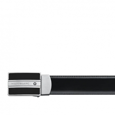 MONTBLANC BLACK/BROWN 30 MM REVERSIBLE LEATHER BELT萬寶龍黑色矩形扣啞光牛皮黑棕皮帶30MM