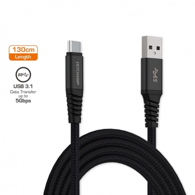 First Champion USB 3 1 Type C 充電傳輸線 尼龍編織  1 3米-黑色First Champion USB 3 1 Type C 充電傳輸線 尼龍編織  1 3米-黑色