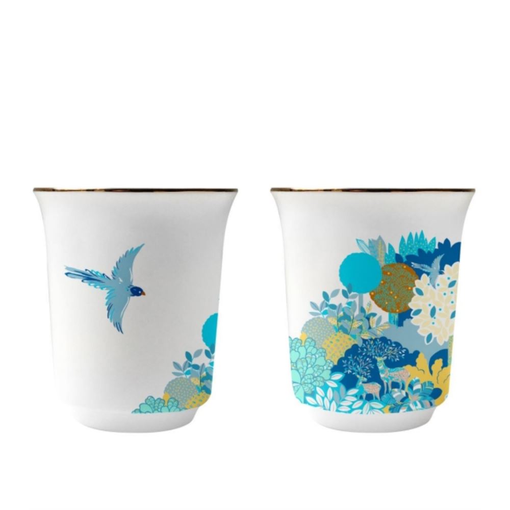EVERRICH 【美麗台灣】藍鵲藝術骨瓷杯2入組
