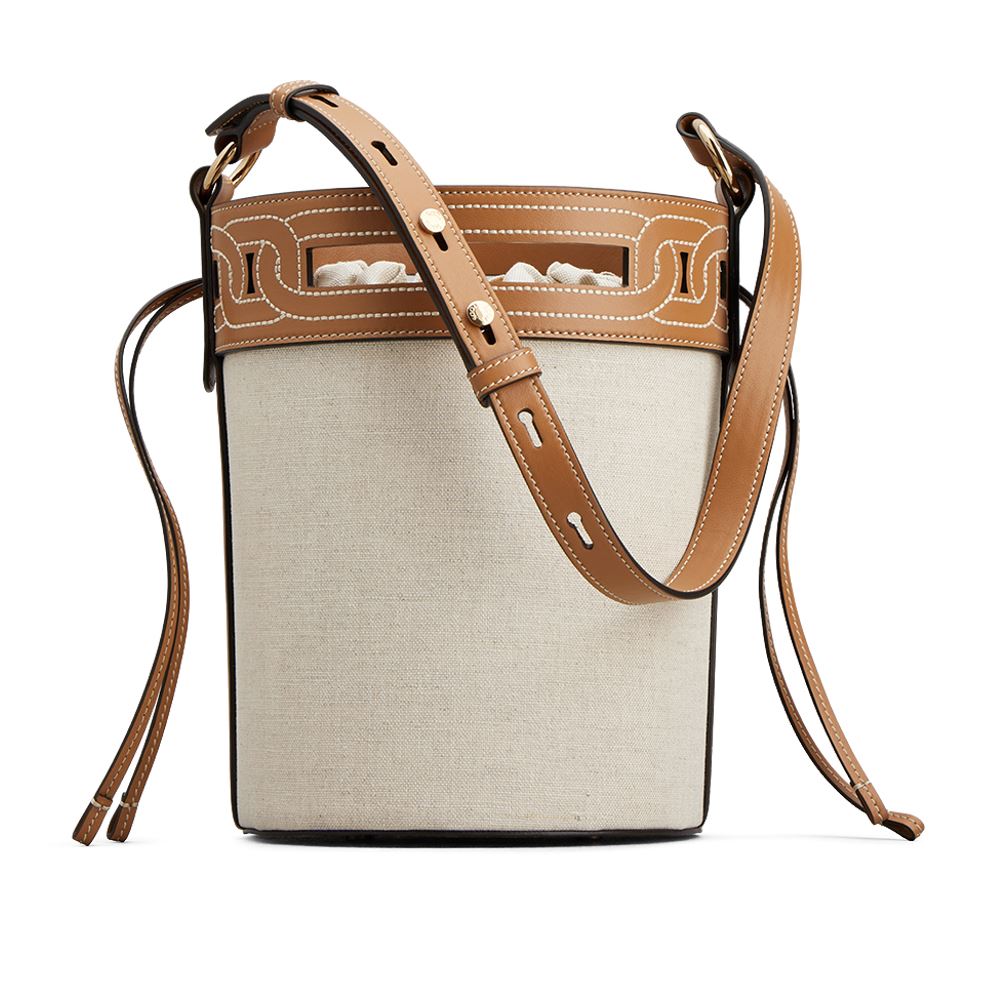 TOD'S TODS Kate小號皮革拼帆布水桶包