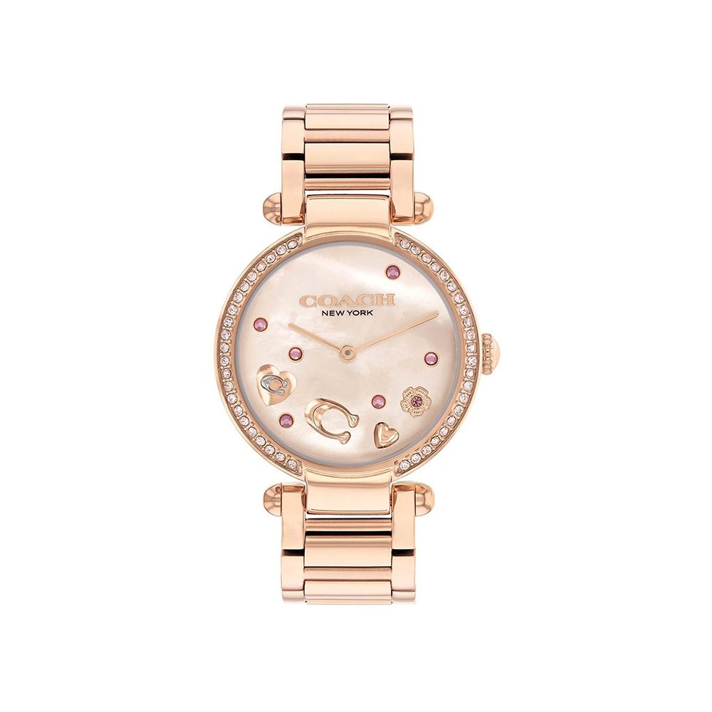 Coach COACH CARY珍珠貝流轉水晶玫瑰金女錶34MM-14504266