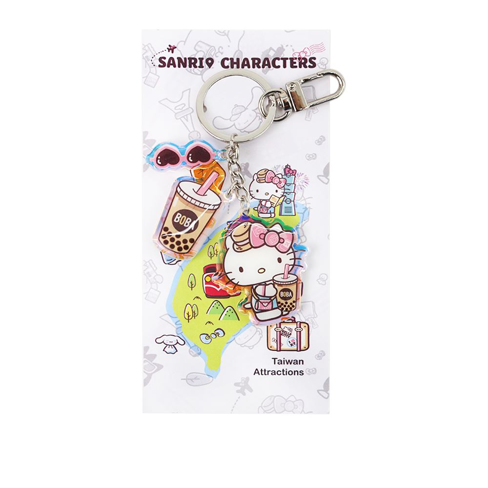 Sanrio Sanrio三麗鷗 KITTY與好朋友壓克力串串鑰匙圈 Hello Kitty珍珠奶茶