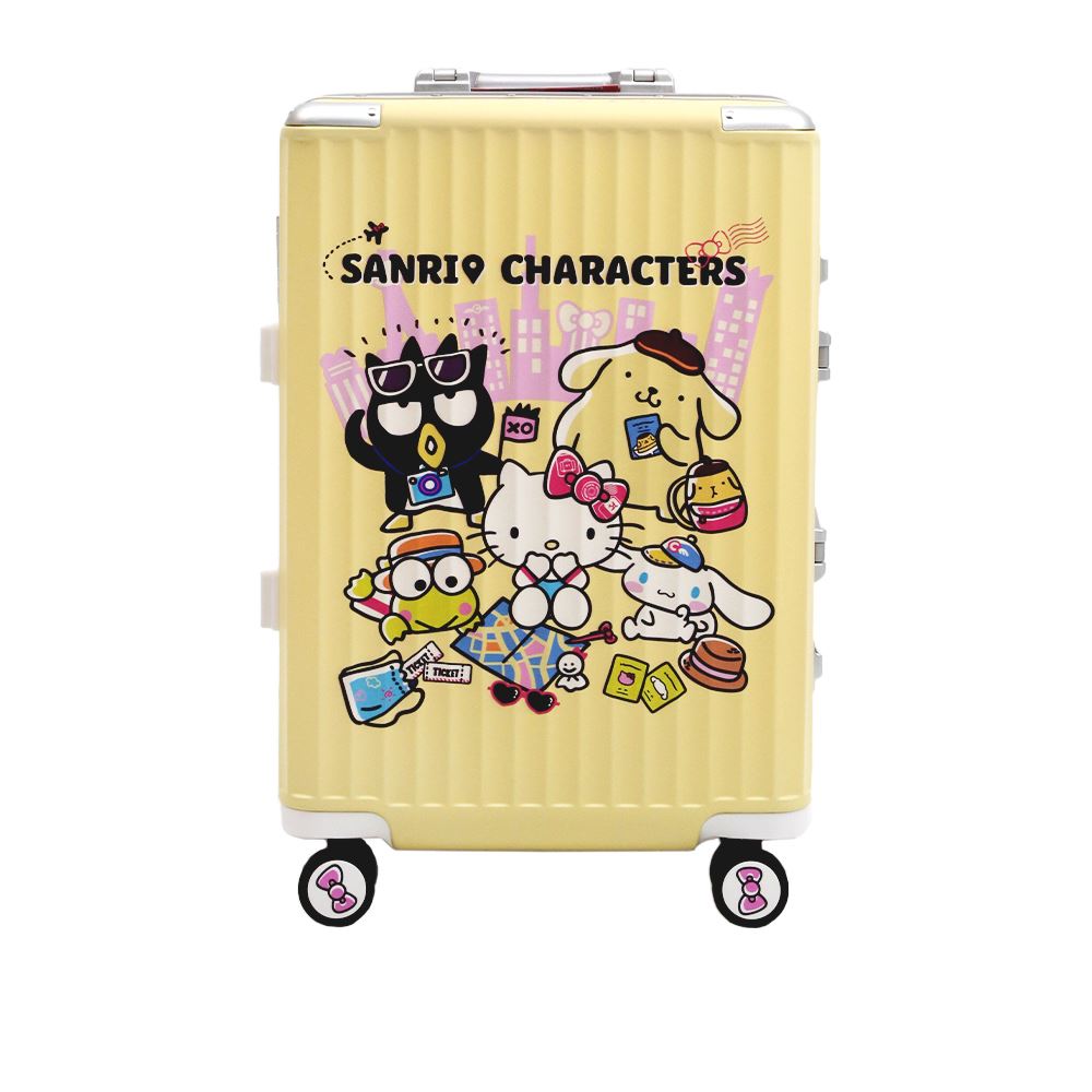 Sanrio Sanrio三麗鷗 Hello Kitty與好朋友 20吋 固定型海關密碼鎖防盜鋁框行李箱 登機箱 黃