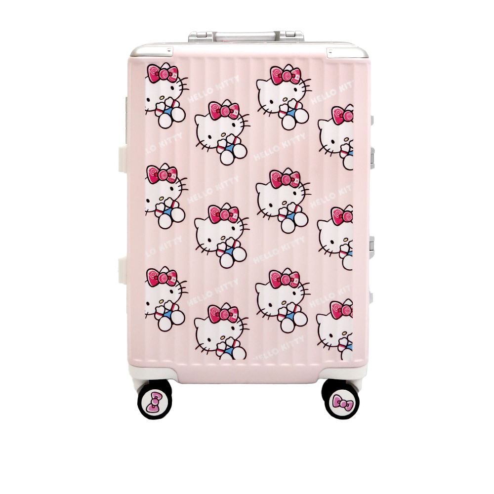 Sanrio Sanrio三麗鷗｜Hello Kitty與好朋友 20吋 固定型海關密碼鎖防盜鋁框行李箱 登機箱 粉色