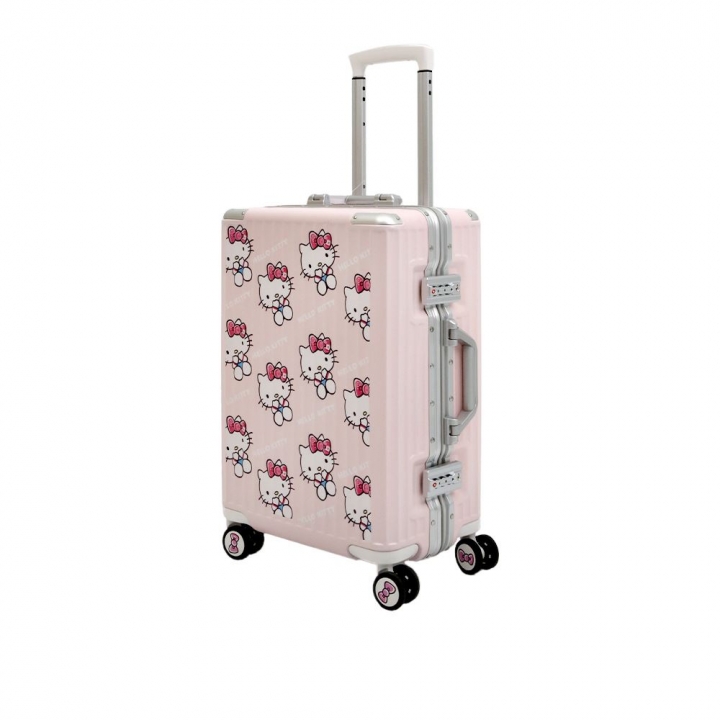Sanrio三麗鷗 Hello Kitty與好朋友 20吋 固定型海關密碼鎖防盜鋁框行李箱 登機箱 粉色