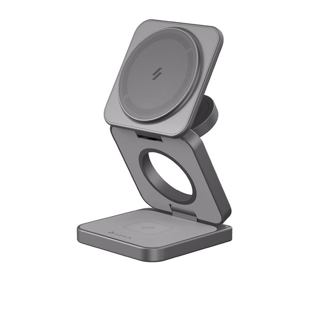 ADAM Mag 3 Pro Qi2 15W折疊式三合一旅行磁吸無線充電座 灰色