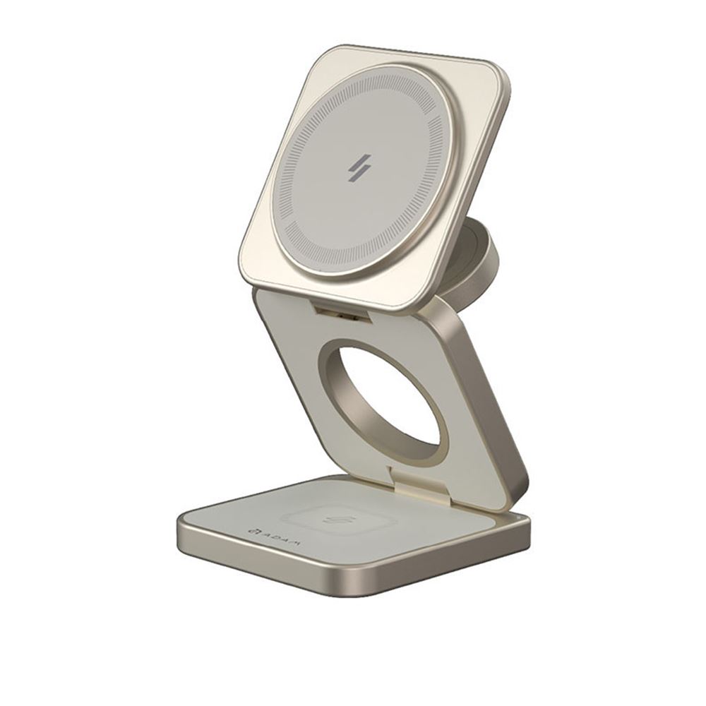 ADAM Mag 3 Pro Qi2 15W折疊式三合一旅行磁吸無線充電座 鈦色