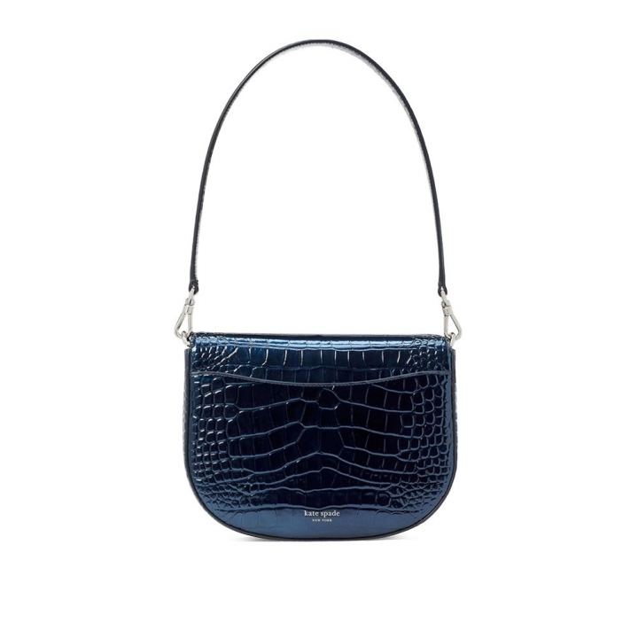DAKOTA METALLIC CROC EMBOSSED LEATHER MEDIUM SADDLE BAGDAKOTA肩背包