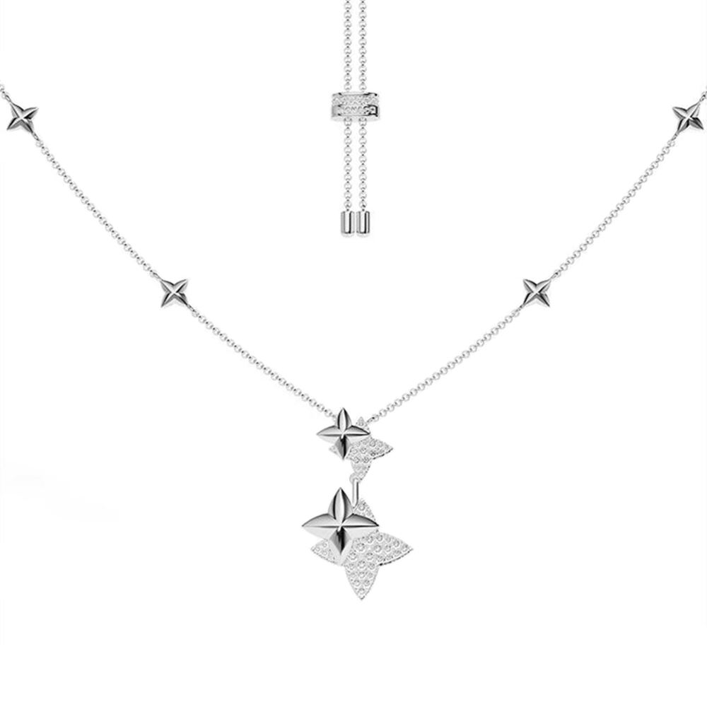 APM Monaco AUTOMNE雙流星銀色可調節項鍊