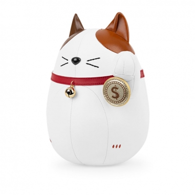 Zuny 葛洛伯時|招財貓 Lucky Cat-Fu 皮革動物書檔擺飾 白棕富貓Zuny 葛洛伯時|招財貓 Lucky Cat-Fu 皮革動物書檔擺飾 白棕富貓