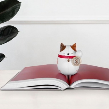 Zuny 葛洛伯時|招財貓 Lucky Cat-Fu 皮革動物書檔擺飾 白棕富貓Zuny 葛洛伯時|招財貓 Lucky Cat-Fu 皮革動物書檔擺飾 白棕富貓