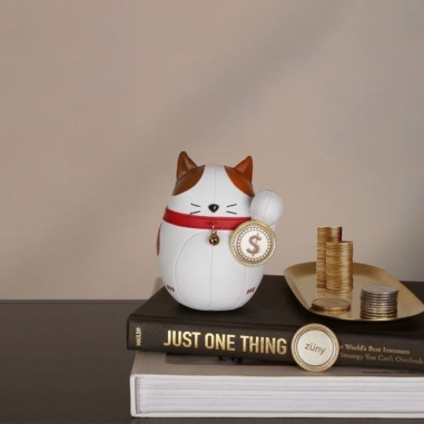 Zuny 葛洛伯時|招財貓 Lucky Cat-Fu 皮革動物書檔擺飾 白棕富貓Zuny 葛洛伯時|招財貓 Lucky Cat-Fu 皮革動物書檔擺飾 白棕富貓