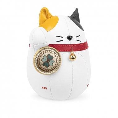 Zuny 葛洛伯時|招福貓 Lucky Cat-Fuu 皮革動物書檔擺飾 白黃福貓Zuny 葛洛伯時|招福貓 Lucky Cat-Fuu 皮革動物書檔擺飾 白黃福貓