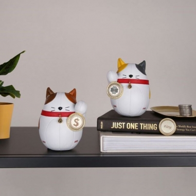Zuny 葛洛伯時｜招福貓 Lucky Cat-Fuu 皮革動物紙鎮擺飾 白黃福貓Zuny 葛洛伯時｜招福貓 Lucky Cat-Fuu 皮革動物紙鎮擺飾 白黃福貓