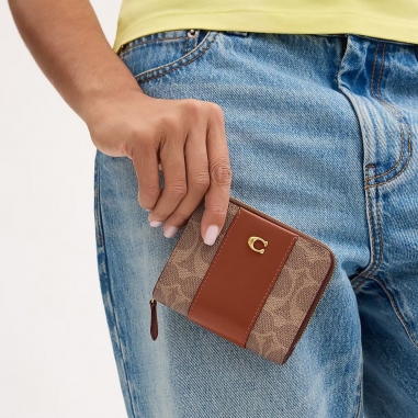 COLORBLOCK COATED CANVAS SIGNATURE BILLFOLD WALLETBILLFOLD WALLET皮夾長短夾