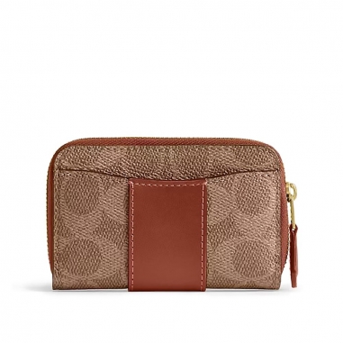 COATED CANVAS SIGNATURE ESSENTIAL SMALL ZIP AROUND CARD CASESMALL ZIP AROUND CARD CASE名片夾信用卡夾