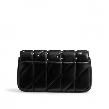 CRYSTAL QUILTED PILLOW LEATHER TABBY WRISTLET WITH CHAINSMALL WRISTLET小腕包