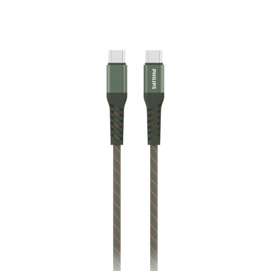 Philips飛利浦 Philips 飛利浦｜Type-C to C 不打結磁吸收納編織線 150cm DLC4588C 綠色
