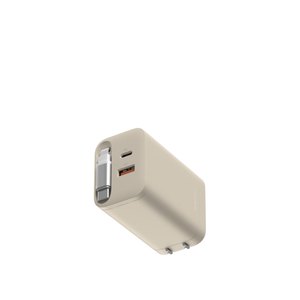 Unipapa UNIPAPA｜自帶線材 有序收線快充頭 67W 奶茶色