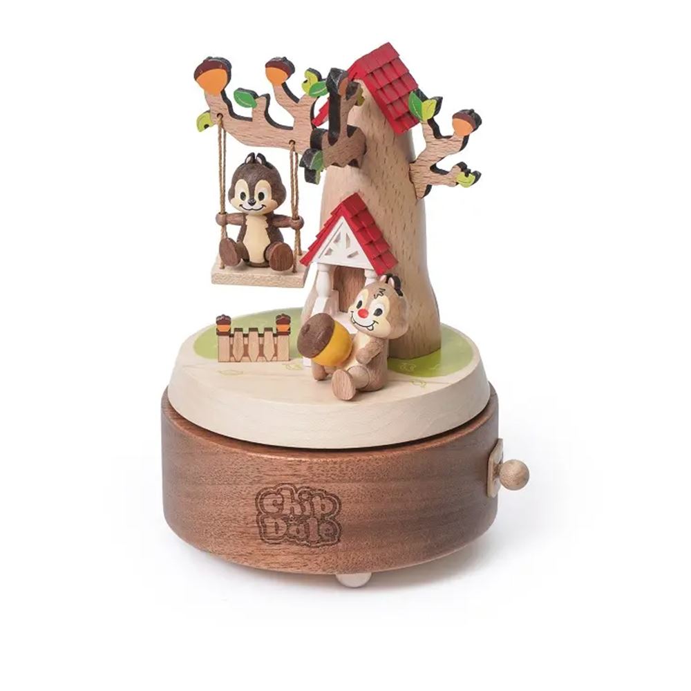 Jean Cultural 知音文創｜Wooderful life 迪士尼Disney系列奇奇蒂蒂鞦韆樹屋 木製旋轉盤音樂鈴