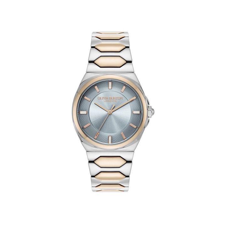 Sports Luxe Lustre Chalk Blue & Two Tone Bracelet Watch 34MMSports Luxe不鏽鋼女錶-銀灰