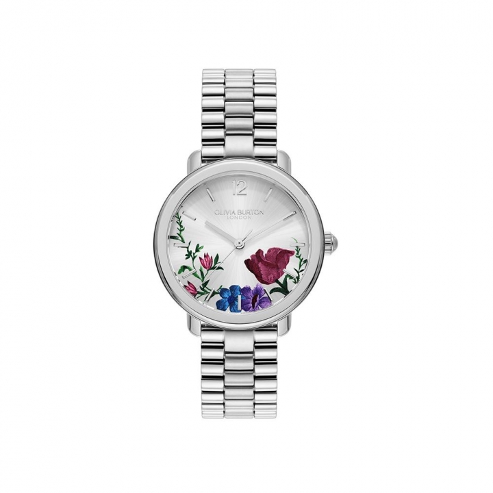 Signature Vintage Floral Silver Bracelet Watch 36MMSignature不鏽鋼女錶-白