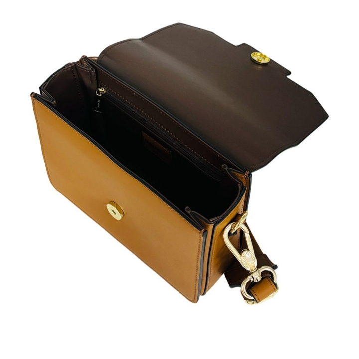 BSL簡約b蓋袋肩包+帶 焦糖