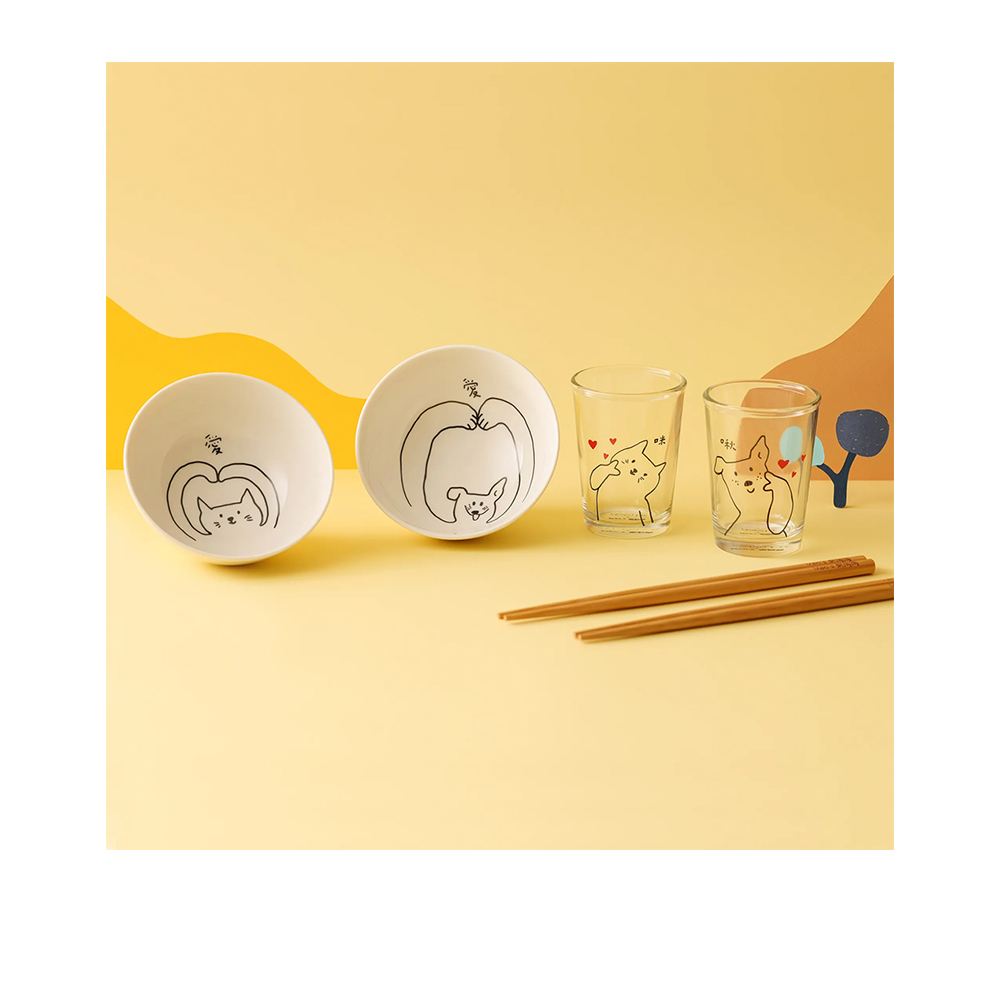 Mao's Mao's 樂陶陶 x 李瑾倫｜愛貓愛狗雙碗玻璃杯聯名禮盒