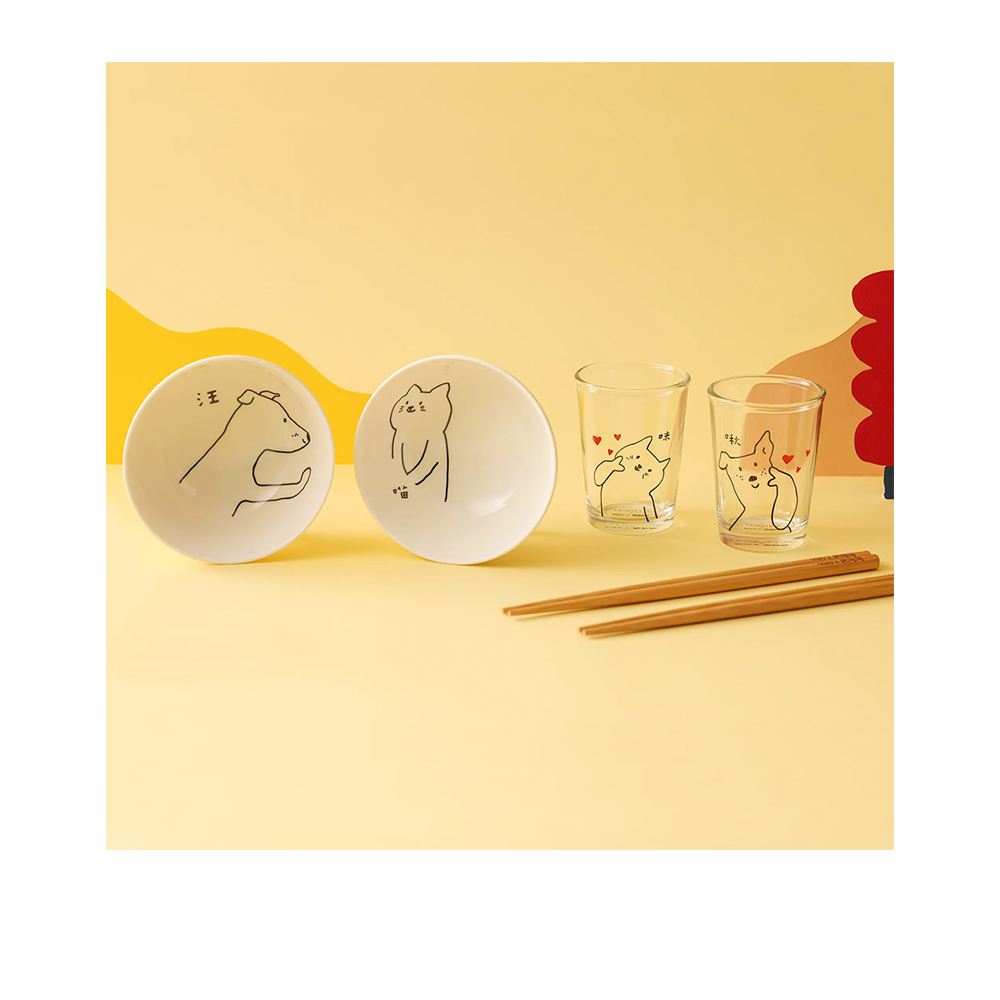 Mao's Mao's 樂陶陶 x 李瑾倫｜愛喵愛汪雙碗玻璃杯聯名禮盒