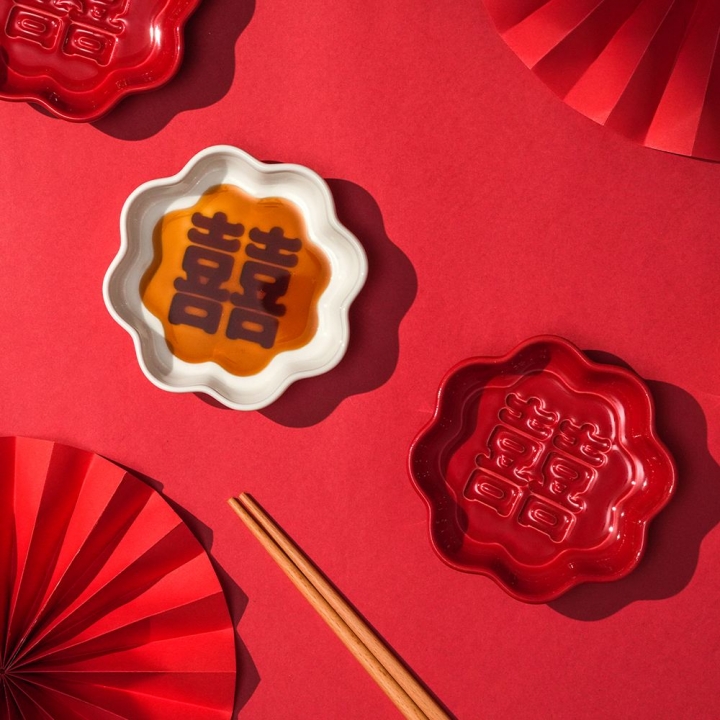 Mao's 樂陶陶｜花見囍囍 顯影醬油碟 白囍(單入)