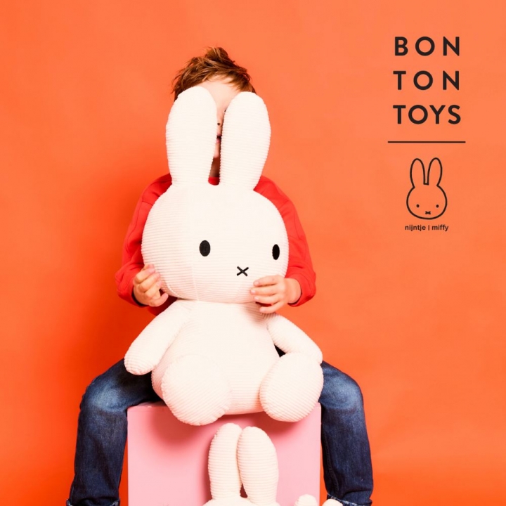 Miffy ECO Corduroy Offwhite - 70 cm荷蘭 BON TON TOYS|Miffy米菲兔ECO燈芯絨填充玩偶-白 70cm