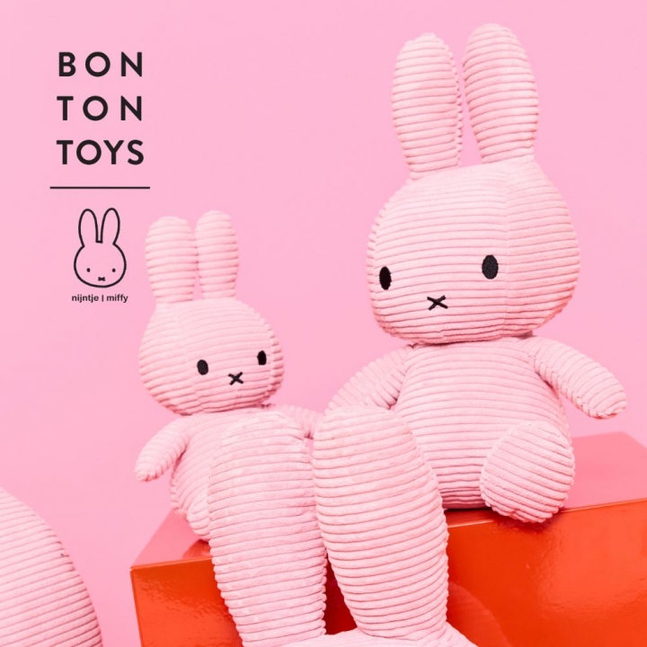 Miffy ECO Corduroy Pink - 70 cm荷蘭 BON TON TOYS|Miffy米菲兔ECO燈芯絨填充玩偶-粉 70cm