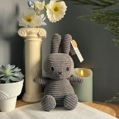 Miffy米菲兔ECO燈芯絨填充玩偶-灰 23cm荷蘭 BON TON TOYS｜Miffy米菲兔ECO燈芯絨填充玩偶-灰 23cm