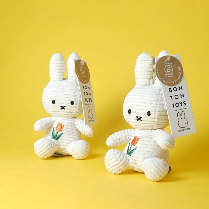 Miffy ECO Tulip Keychain Offwhite - 10 cm荷蘭 BON TON TOYS｜Miffy米菲兔環保鬱金香鑰匙圈-象牙白 10cm