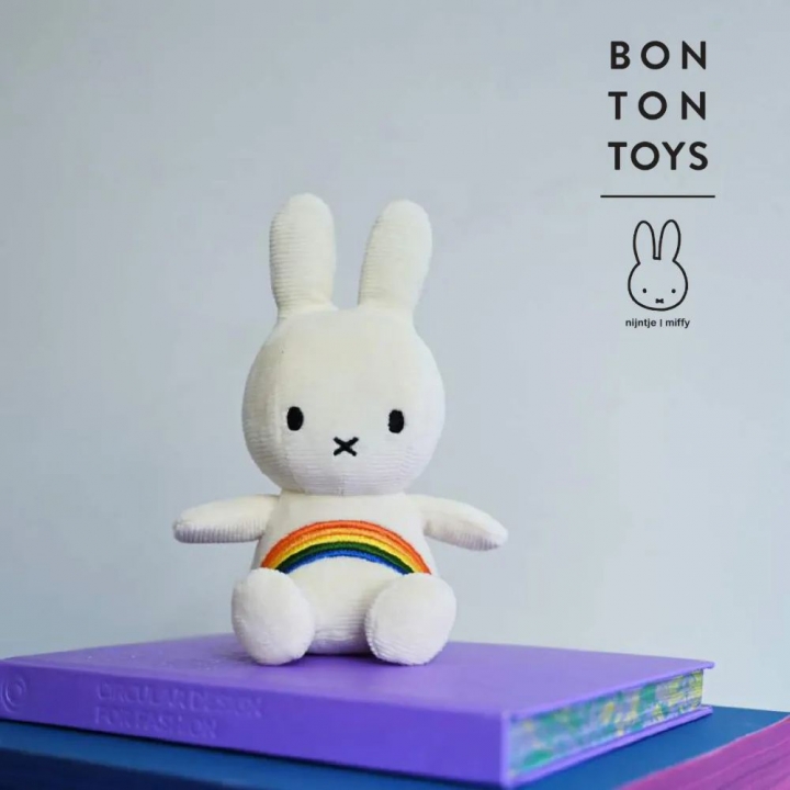 Miffy Rainbow Offwhite - 18cm荷蘭 BON TON TOYS｜Miffy米菲兔彩虹填充玩偶-象牙白 18cm