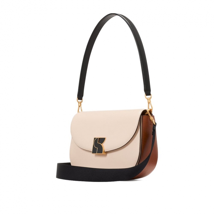 DAKOTA COLORBLOCKED TEXTURED LEATHER MEDIUM SADDLE BAGDAKOTA肩背包