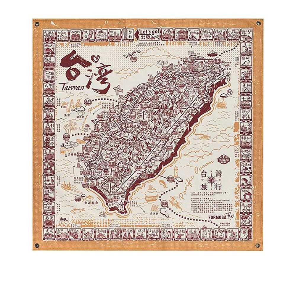 MUZI ART 木子創意｜環島旅行布地圖 紅色