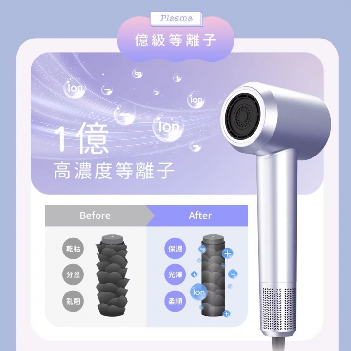 DIKE 等離子溫控護髮吹風機 (含支架) HBF210PL 繁星紫【廠商直寄】