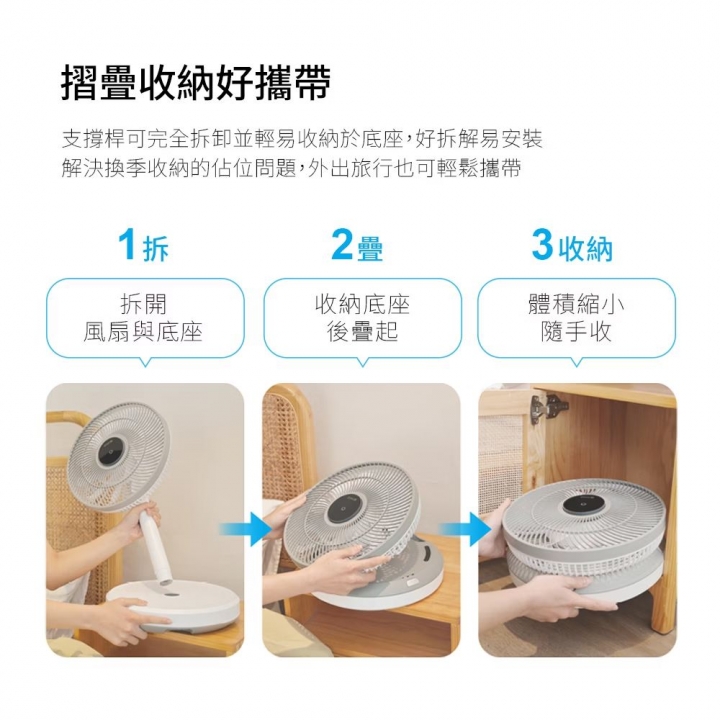 DIKE 12吋 全能收納式充電兩用無線風扇(HLE170)【廠商直寄】(8/20後陸續出貨)