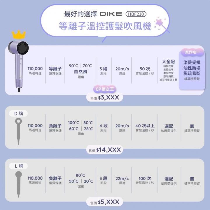 DIKE 等離子溫控護髮吹風機 (含支架) HBF210GY 太空灰【廠商直寄】