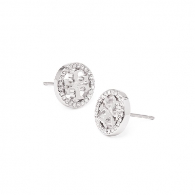 PAVE LOGO CIRCLE-STUD EARRING雙T標誌圓形碎鑽貼耳式耳環
