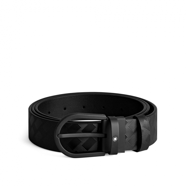 HORSESHOE BUCKLE BLACK 35 MM LEATHER BELT馬蹄形搭扣黑色 35 毫米皮帶