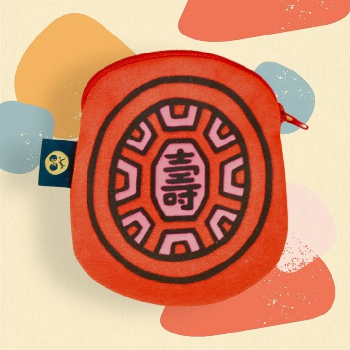 茚 YIN TAIWAN|(壽)紅龜粿造型萬用收納包錢袋